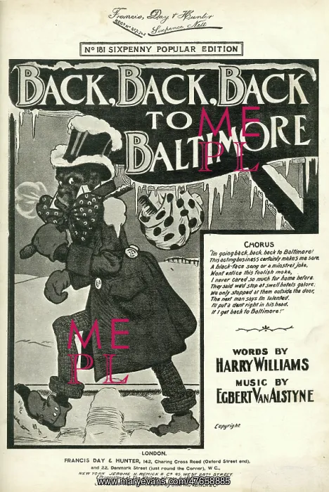 : Music cover, Back, Back, Back to Baltimore : Music cover, Back, Back, Back to Baltimore