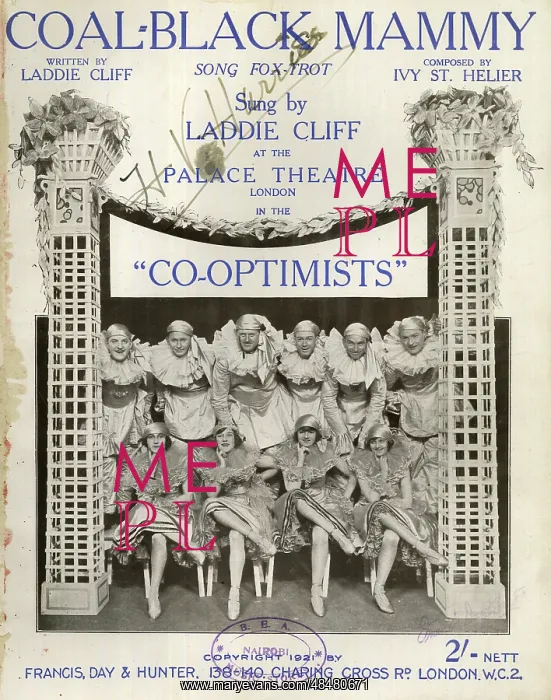 : Music cover, Coal-Black Mammy from Co-Optimists : Music cover, Coal-Black Mammy from Co-Optimists