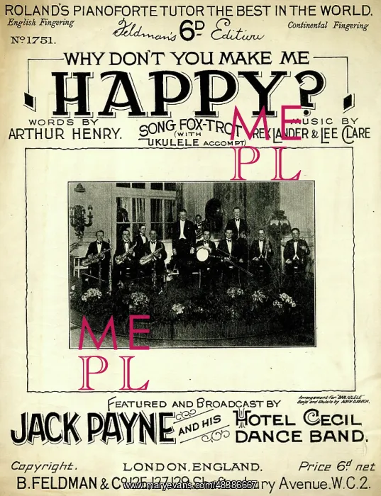 : Music cover, Why Don't You Make Me Happy? : Music cover, Why Don't You Make Me Happy?