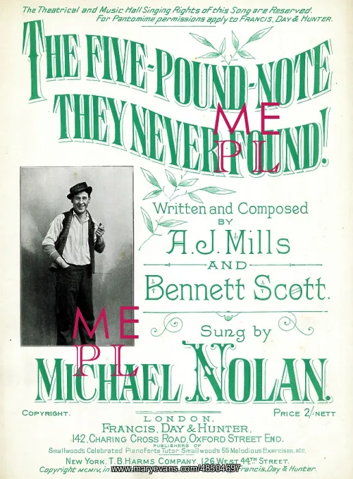 : Music cover, The Five-Pound-Note They Never Found! : Music cover, The Five-Pound-Note They Never Found!