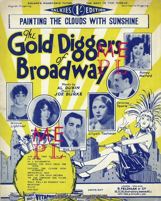 : Music cover, The Gold Diggers of Broadway : Music cover, The Gold Diggers of Broadway