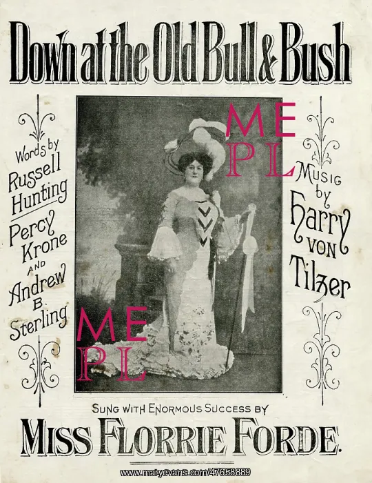 : Music cover, Down at the Old Bull & Bush : Music cover, Down at the Old Bull & Bush