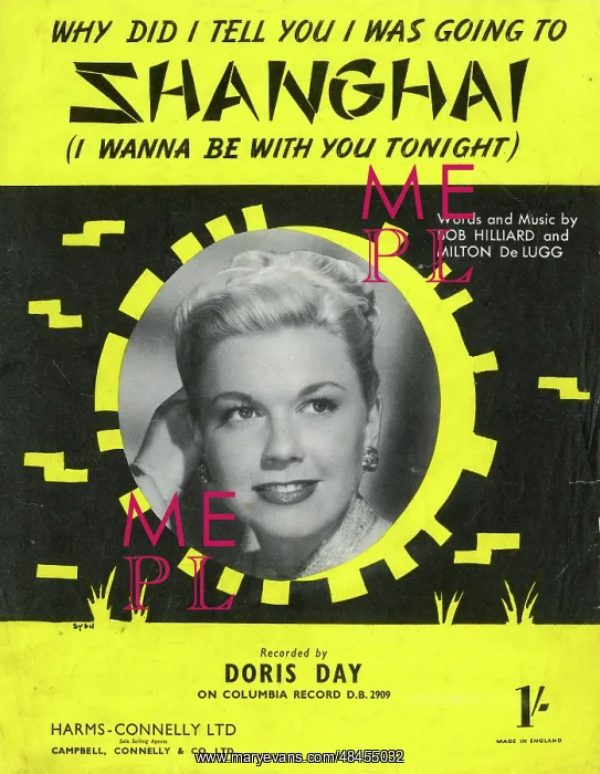 : Music cover, Shanghai, Doris Day : Music cover, Shanghai, Doris Day
