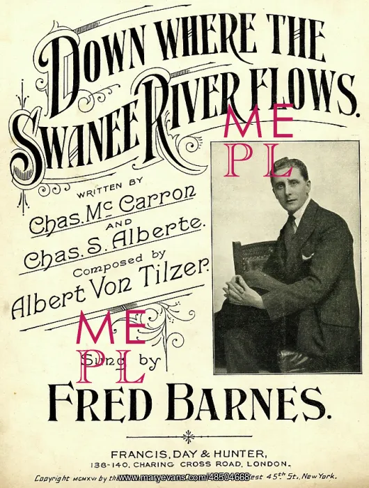 : Music cover, Down Where the Swanee River Flows : Music cover, Down Where the Swanee River Flows