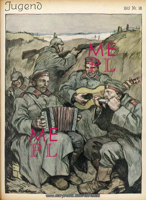 : Music in a German trench, WW1 : Music in a German trench, WW1