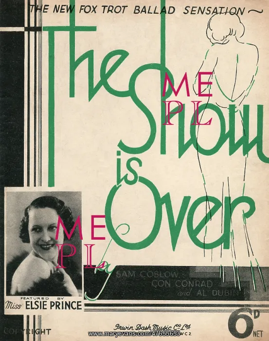 : The show is over - Music Sheet Cover : The show is over - Music Sheet Cover