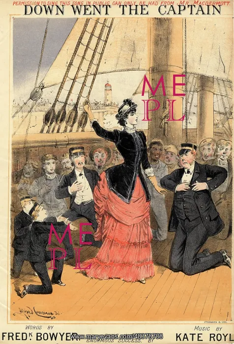 : Music sheet cover for Down Went the Captain : Music sheet cover for Down Went the Captain