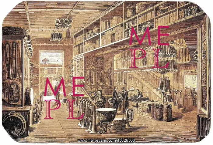 : Music shop interior, 1855 : Music shop interior, 1855