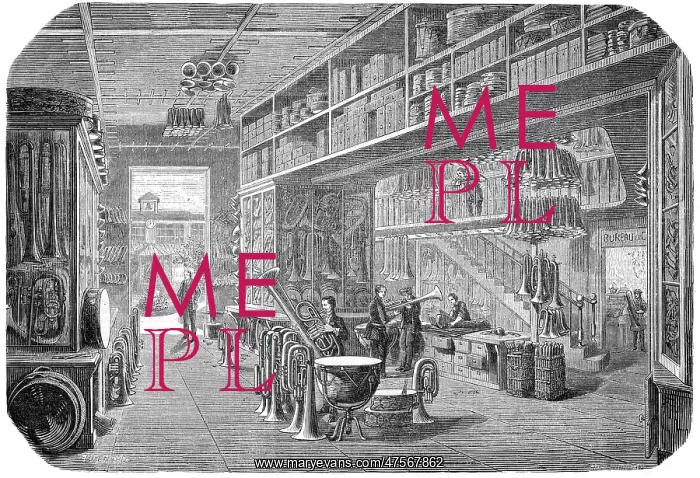 : Music shop interior, 1855 : Music shop interior, 1855