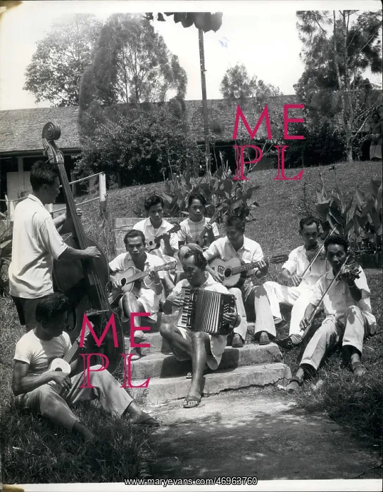 : Musicians playing at leprosy treatment centre, Sarawak : Musicians playing at leprosy treatment centre, Sarawak