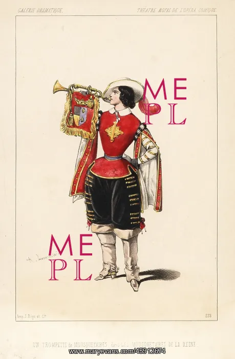 : A musketeer trumpeter in the comic opera Les : A musketeer trumpeter in the comic opera Les