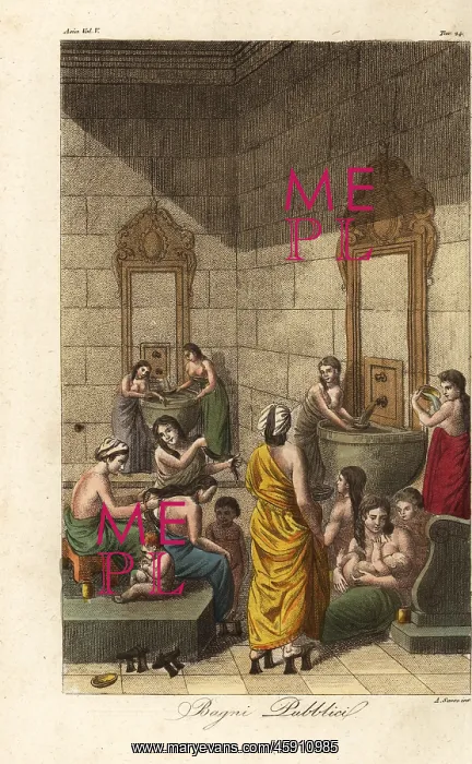 : Muslim women bathing in a public baths : Muslim women bathing in a public baths
