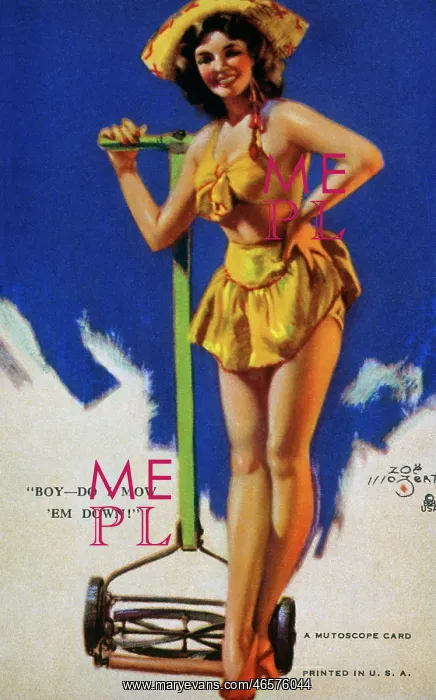  : Mutoscope Card, Boy - Do I Mow Em Down, 1940s