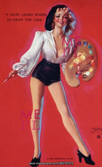 : Mutoscope Card, I Must Learn Where to Draw the Line, 1940s : Mutoscope Card, I Must Learn Where to Draw the Line, 1940s