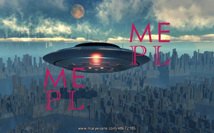 : A mysterious UFO flying over a modern city : A mysterious UFO flying over a modern city