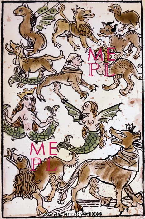 : Several mythological creatures from Hortus Sanitatis : Several mythological creatures from Hortus Sanitatis
