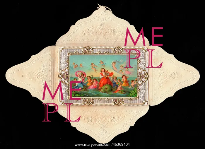 : Mythological scene on a greetings card : Mythological scene on a greetings card