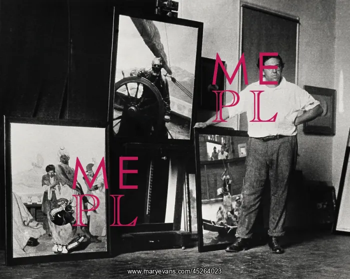 : N. C. Wyeth in his studio, ca. 1930, by an unknown : N. C. Wyeth in his studio, ca. 1930, by an unknown