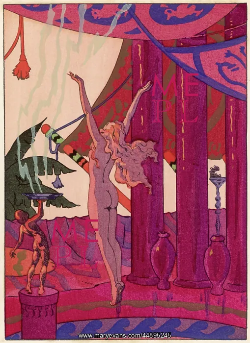 : Naked joy. A naked woman with long, flowing blonde hair appears to be worshipping : Naked joy. A naked woman with long, flowing blonde hair appears to be worshipping