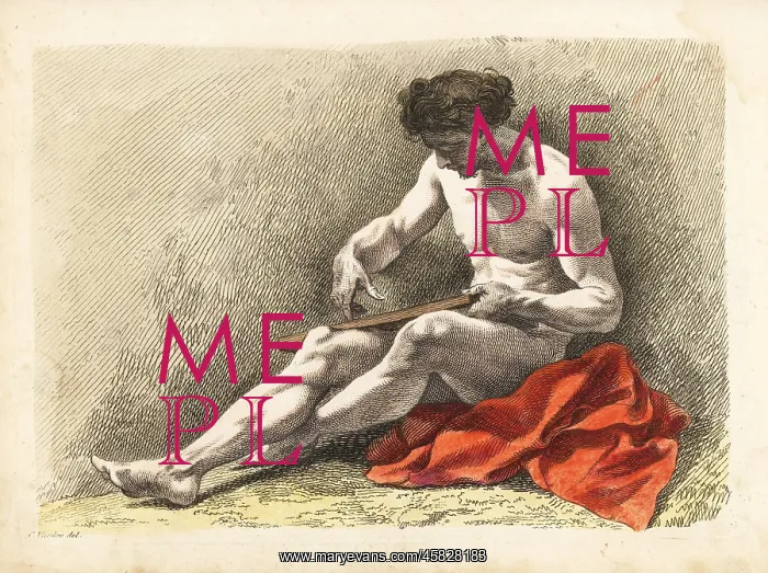 : Naked male figure by Charles-Andre van Loo : Naked male figure by Charles-Andre van Loo