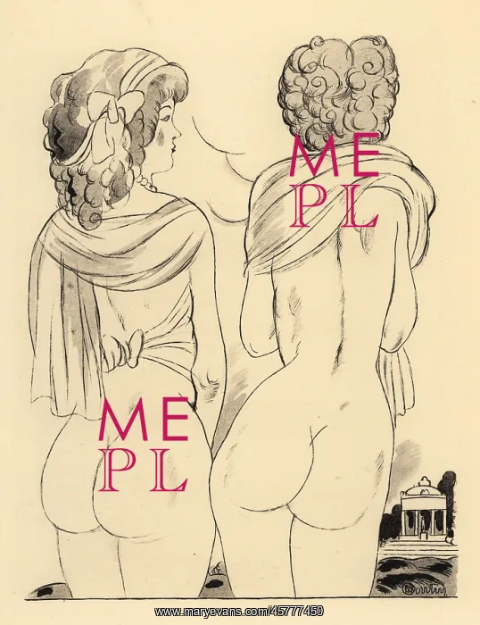 : Two naked women in shawls with their buttocks to the viewer : Two naked women in shawls with their buttocks to the viewer