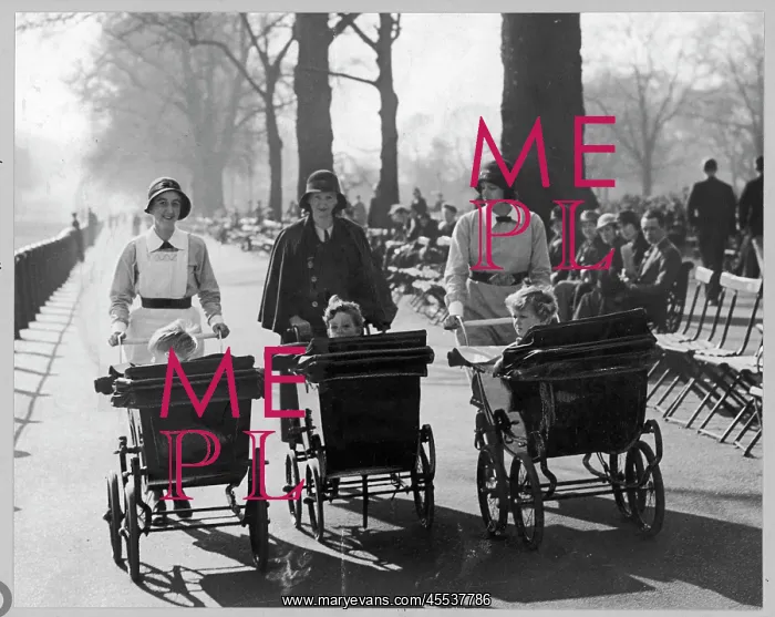 : Nannies with children in prams : Nannies with children in prams