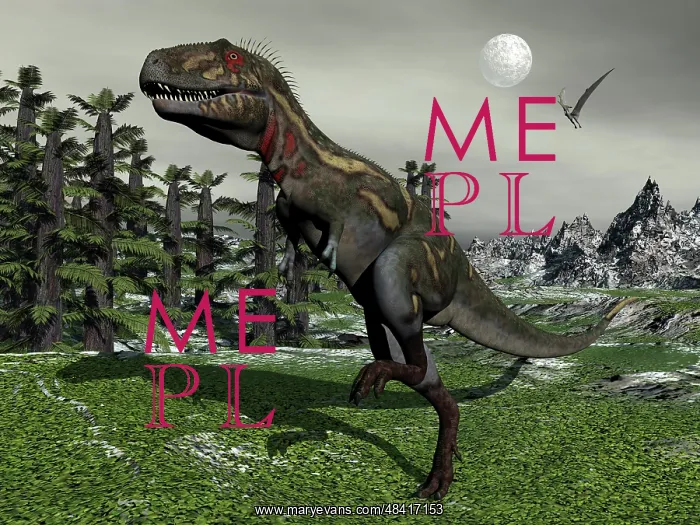 : Nanotyrannus dinosaur amongst Tempskya trees at night : Nanotyrannus dinosaur amongst Tempskya trees at night