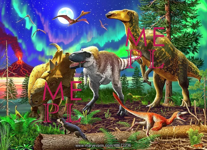 : A Nanuqsaurus attacks a Pachyrhinosaurus dinosaur : A Nanuqsaurus attacks a Pachyrhinosaurus dinosaur