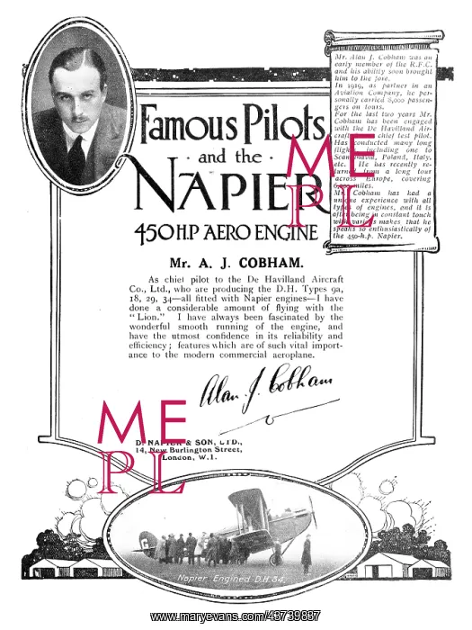: Napier Aero Engine Testimonials - Alan Cobham : Napier Aero Engine Testimonials - Alan Cobham
