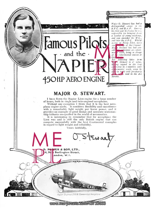 : Napier Aero Engine Testimonials - Major O.Stewart : Napier Aero Engine Testimonials - Major O.Stewart