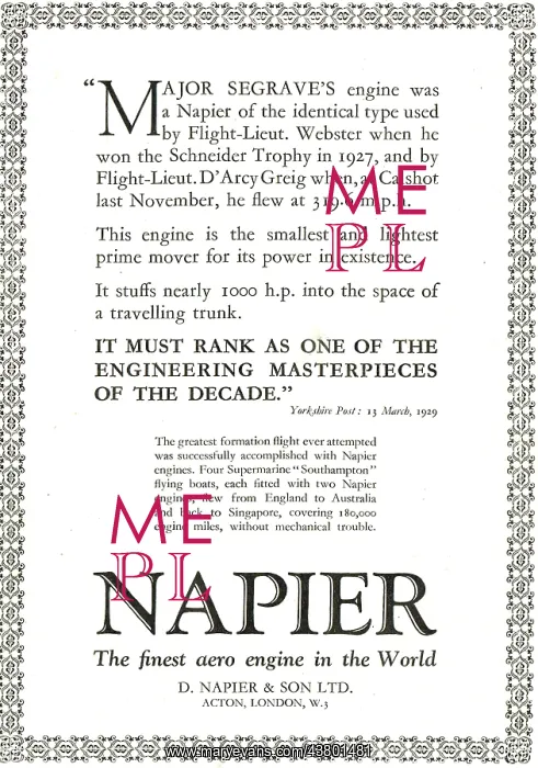  : Napier Engine Segrave