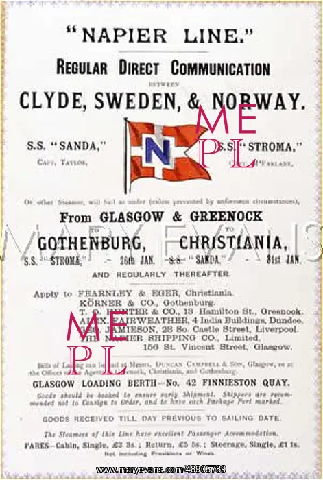  : NAPIER LINE SAILINGS