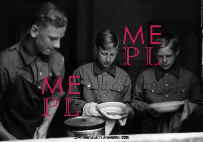 : Napola students wash dishes, undated : Napola students wash dishes, undated