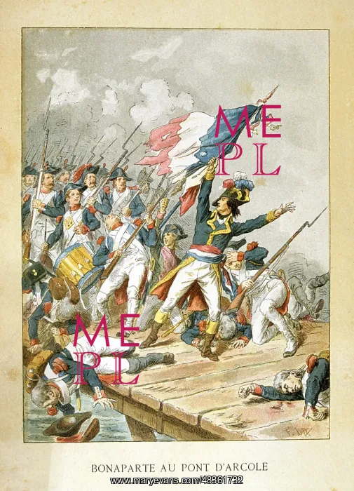: Napoleon Bonaprte leading his troops across the : Napoleon Bonaprte leading his troops across the