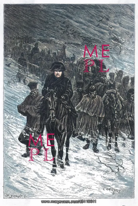 : Napoleon on horseback, retreating from Moscow : Napoleon on horseback, retreating from Moscow