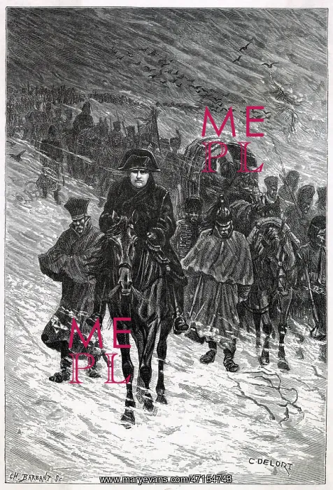 : Napoleon on horseback, retreating from Moscow : Napoleon on horseback, retreating from Moscow