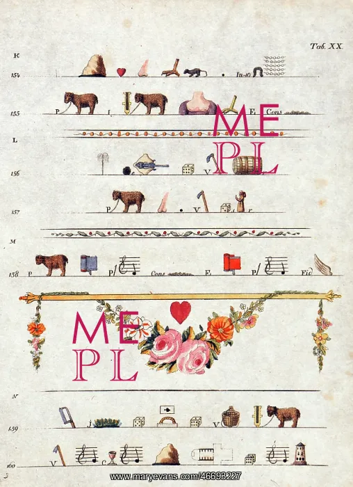 : Napoleonic cut-out design Valentine heiroglyphs : Napoleonic cut-out design Valentine heiroglyphs