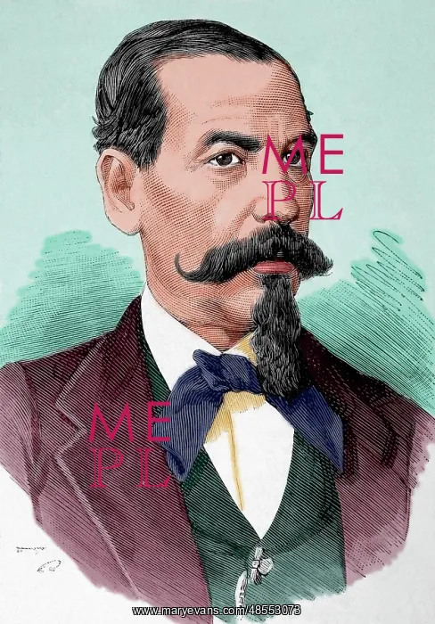 : Narciso Campero (1815-1896). Engraving. Colored : Narciso Campero (1815-1896). Engraving. Colored