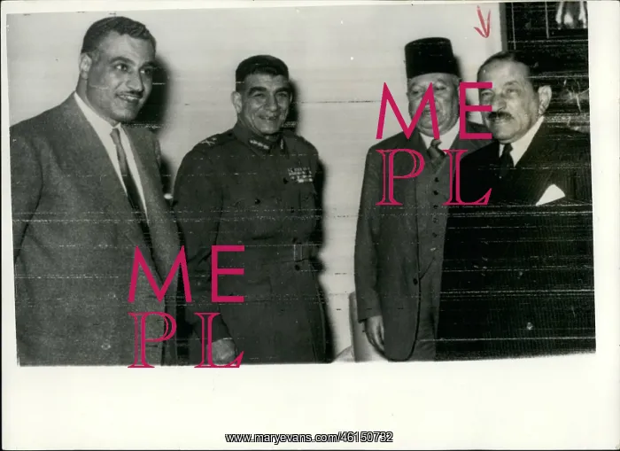 : Nasser, Neguib, Houri and Maher, conference in Cairo, Egypt : Nasser, Neguib, Houri and Maher, conference in Cairo, Egypt
