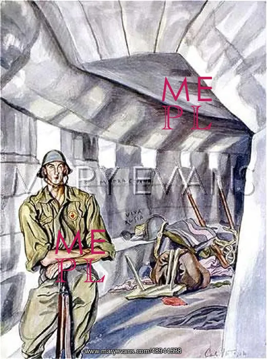 : Nationalist Soldier in a Captured Bunker, near Santander, 19 : Nationalist Soldier in a Captured Bunker, near Santander, 19