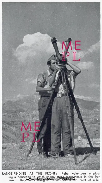 : Nationalist troops using a Rangefinder; Spanish Civil War : Nationalist troops using a Rangefinder; Spanish Civil War