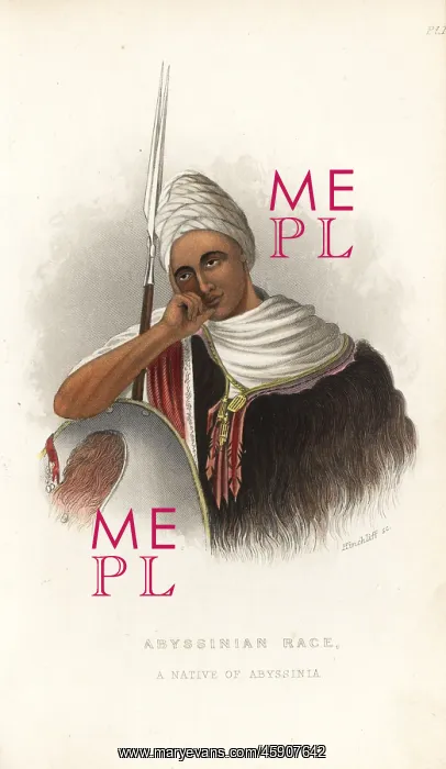 : A native of Abyssinia with animal-skin cape : A native of Abyssinia with animal-skin cape