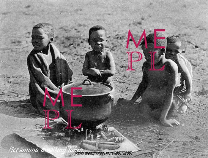 : Native African Matabele boys with cooking pot