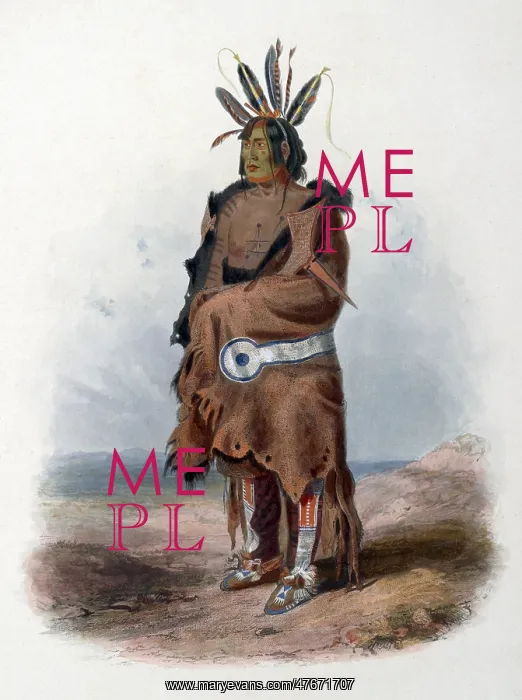 : Native American Arikara Indian Warrior, 1830s : Native American Arikara Indian Warrior, 1830s