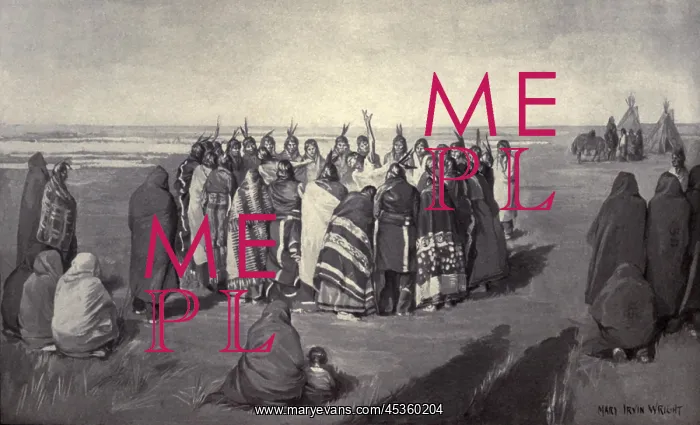 : Native American Ghost Dancers in a circle, c. 1890 : Native American Ghost Dancers in a circle, c. 1890