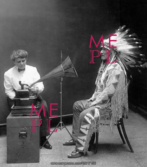 : Native American having his voice recorded. ? : Native American having his voice recorded. ?