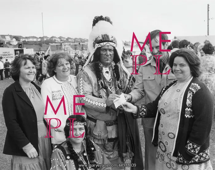 : Native American Indian chief at school, Hayle, Cornwall : Native American Indian chief at school, Hayle, Cornwall
