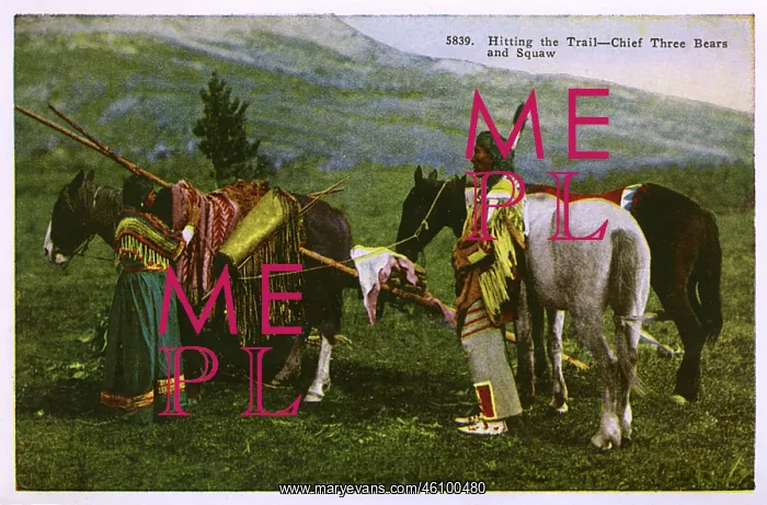 : Native American Indian couple on the trail : Native American Indian couple on the trail