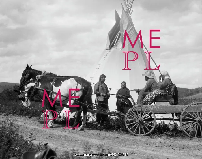 : Two Native American Indian Couples Visiting by Tepee One C : Two Native American Indian Couples Visiting by Tepee One C