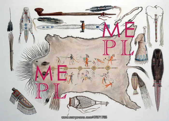 : Native American Indian Utensils and Weapons, 1830s : Native American Indian Utensils and Weapons, 1830s